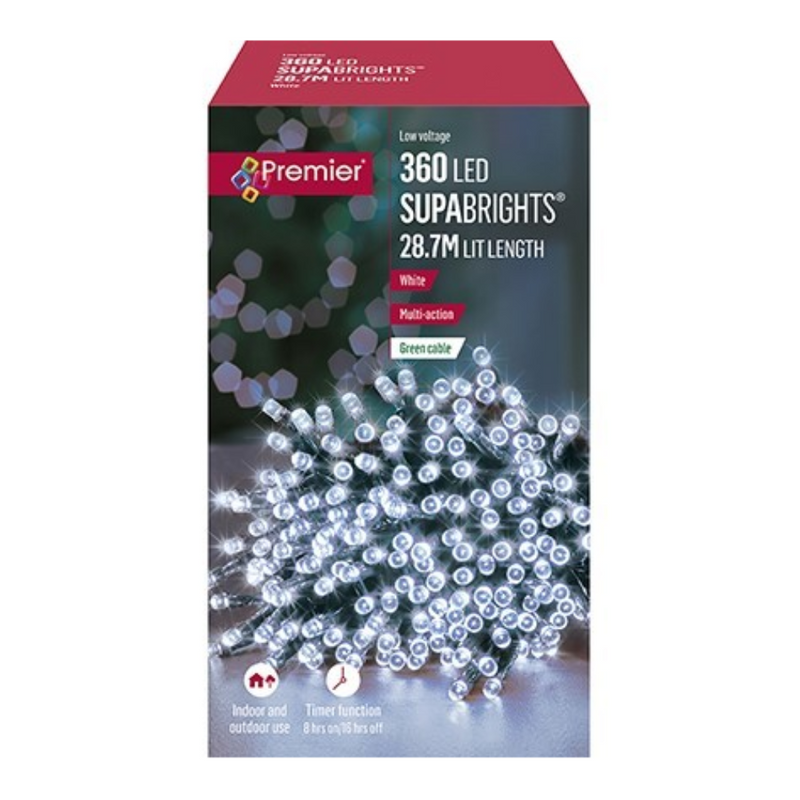 Premier Plug In Christmas Lights (Mains Powered) – Cool White LED String Lights