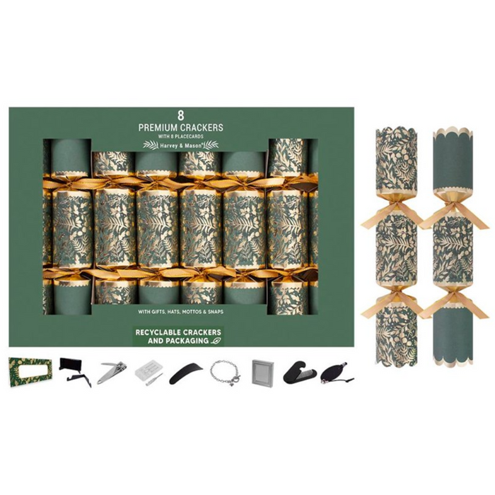 Harvey & Mason Premium Green Forest Christmas Crackers