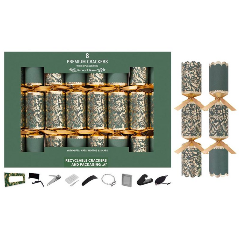 Harvey & Mason Premium Green Forest Christmas Crackers — Newbank Garden