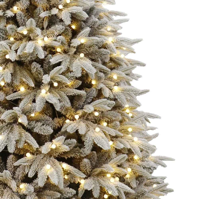 Puleo Parque Flocked 7ft Prelit Artificial Christmas Tree with Dual Colour Globe Lights