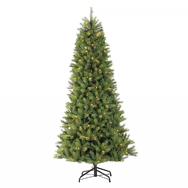 Puleo Kensington Fir Slim Prelit Artificial Christmas Tree with Dual Colour Lights