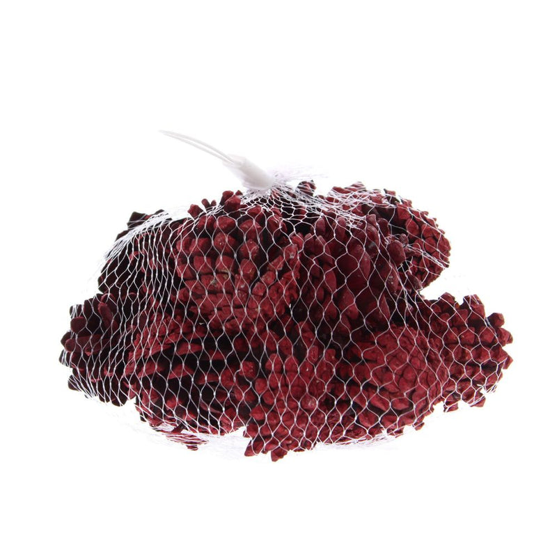 Red Pinecones in Net Bag