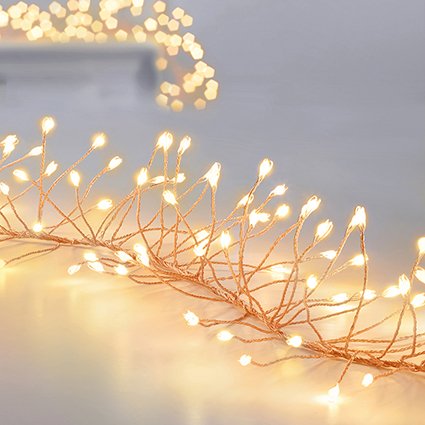Premier Plug In Rose Gold Wire Garland l(Mains Powered) - Warm White 430 LED String Lights