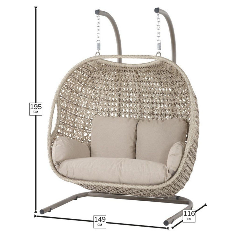 Bramblecrest Chedworth Sandstone Rattan Double Hanging Cocoon