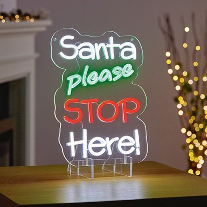 Santa Please Stop Here Neon Sign