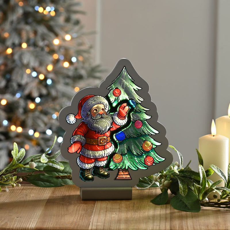 Festive Santa and Tree Infinity Light 20cm