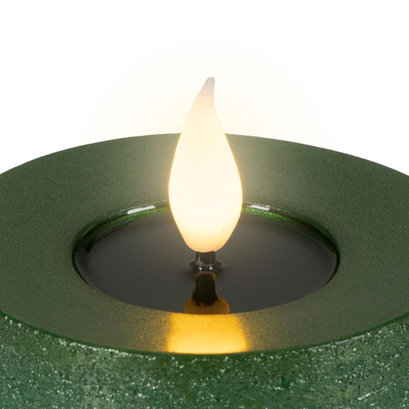 Set of 3 LED Realistic Wick Candle - Green/Warm White