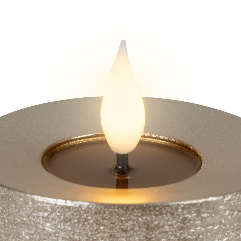 Set of 3 LED Realistic Wick Candle - Light Grey/Warm White