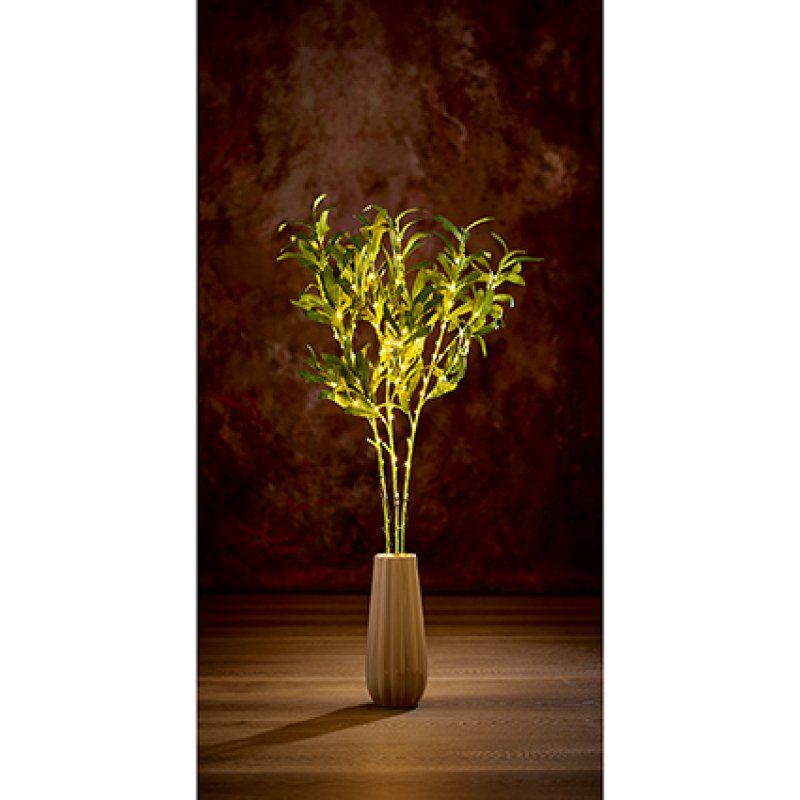 Set of 3 Lit Mistletoe Leaf Twigs - Warm White