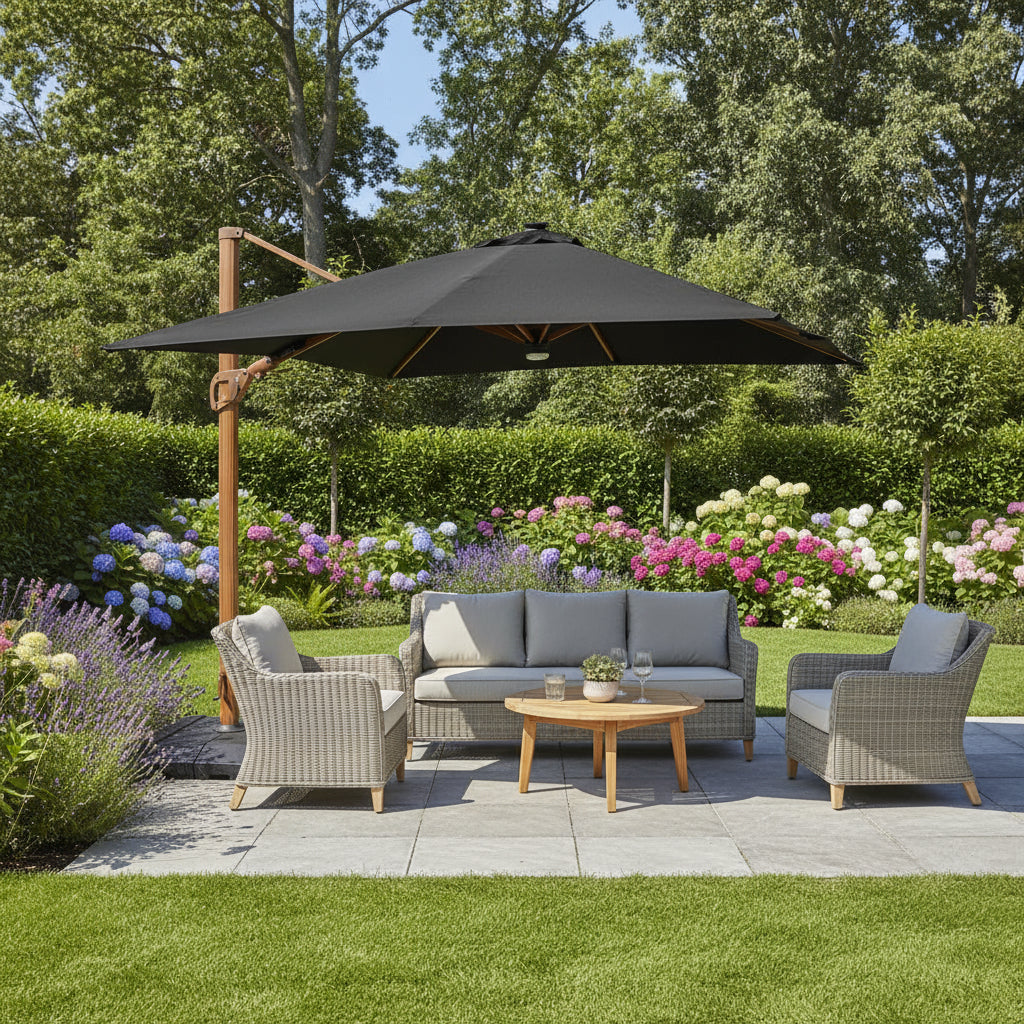 Hartman Seychelles 3m Square Cantilever Parasol with Bluetooth Speaker — Newbank Garden Centre