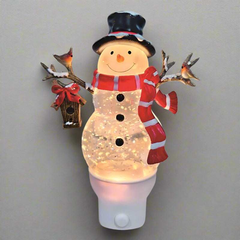 Snowman Night Light Spinner Wall Plug 18cm