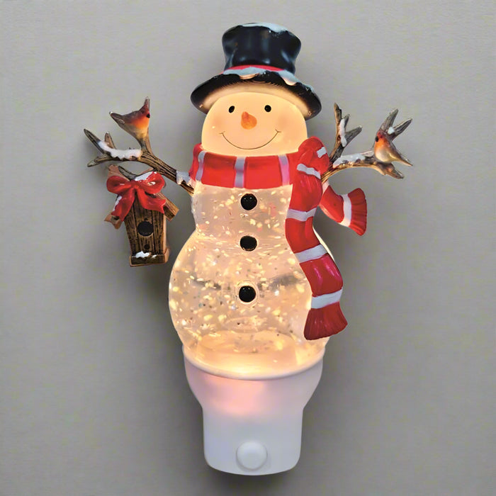 Snowman Night Light Spinner Wall Plug 18cm