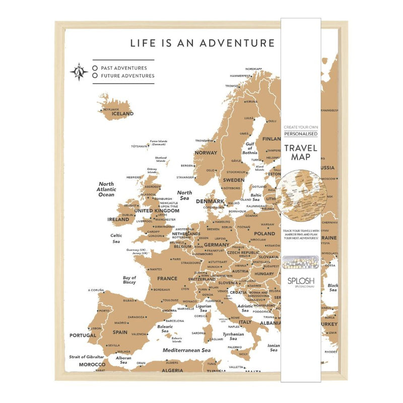 Splosh - Travel Map - Europe Desk - White