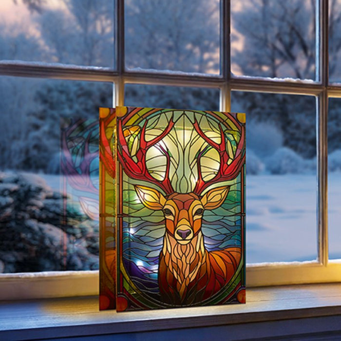 21cm x 28cm Stained Glass LED Lit Stag