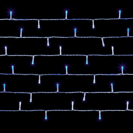 Premier Plug In Christmas Lights (Mains Powered) – Blue and White 200 LED String Lights