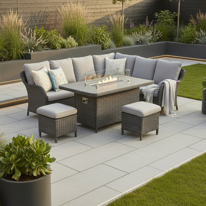 Supremo Cassano Grey Corner Modular Set With Firepit Table