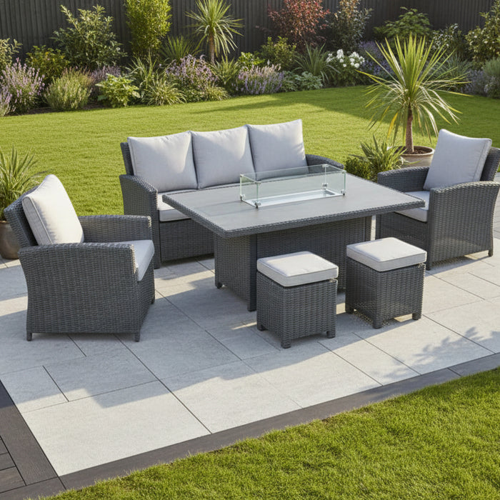 Supremo Grey Cassano Deluxe Lounge Dining With Firepit
