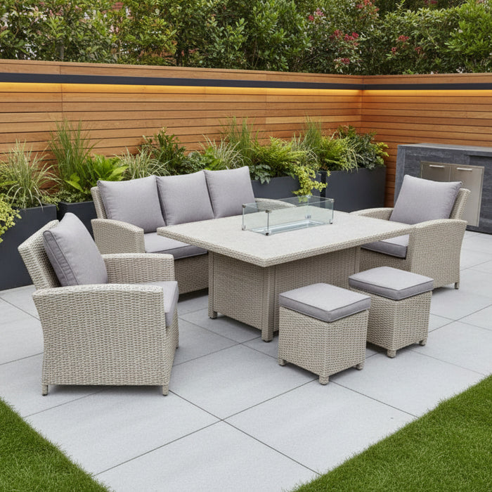 Supremo Oatmeal Cassano Deluxe Lounge Dining With Firepit
