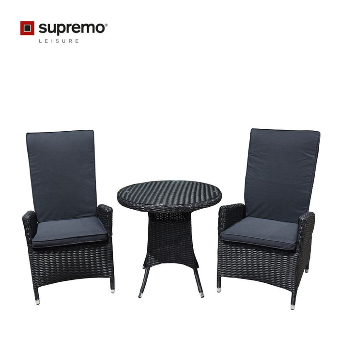 Supremo Tivoli Black 2 Seat Reclining Bistro Set