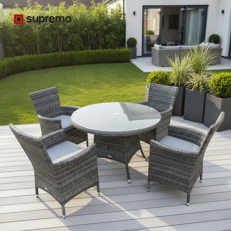 Supremo Tivoli Grey 4 Seat Round Dining Set