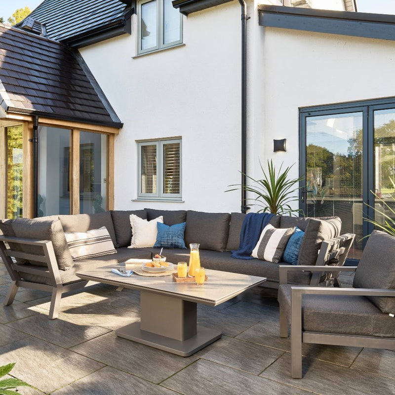 Timber Lounge Corner With Armchair And Adjustable Table