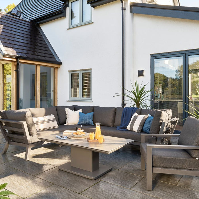 Timber Lounge Corner With Armchair And Adjustable Table