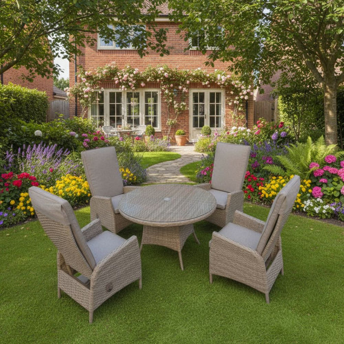 Supremo Tivoli Beige 4 Seat Round Reclining Dining Set