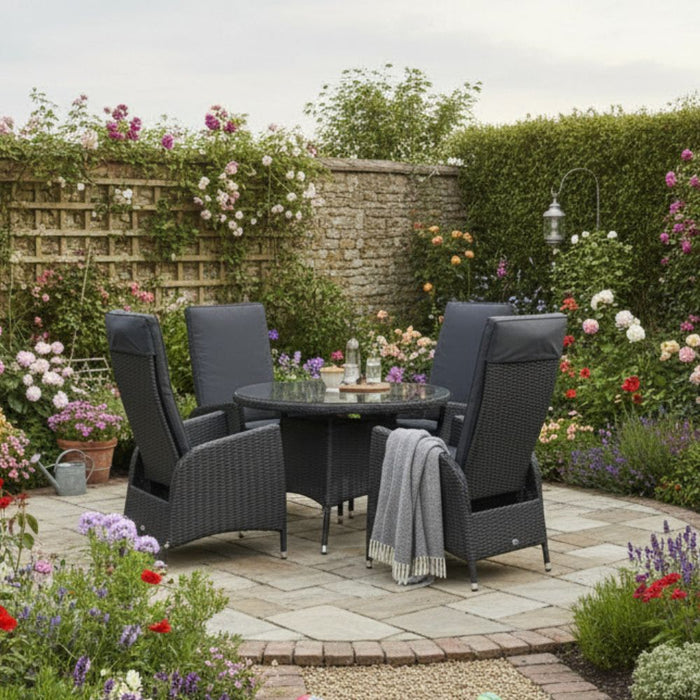 Supremo Tivoli Black 4 Seat Round Reclining Dining Set