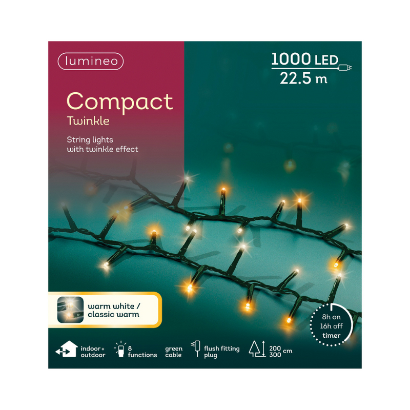Lumineo Plug In Christmas Lights (Mains Powered) – Warm White/Classic Warm LED String Lights