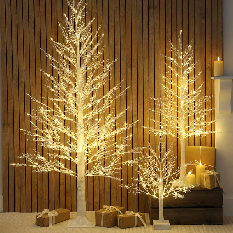 White Mini Berry LED Twig Tree