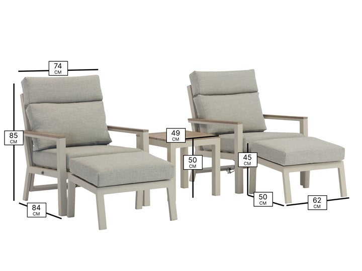 Bramblecrest Zurich 2 Reclining Sofa Chairs with Footstools