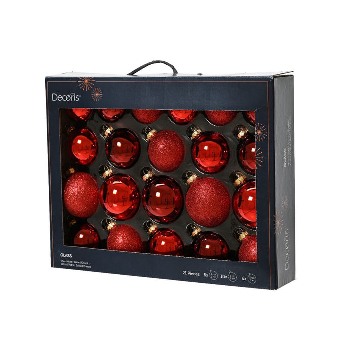 Kaemingk 21pc Bauble Box Christmas Red (2 for £15)