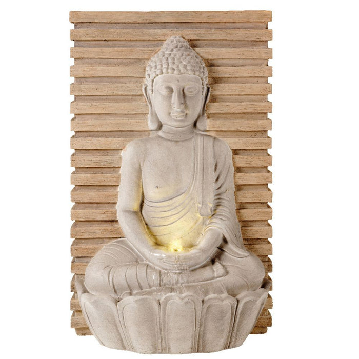 Lumineo Buddha Full Body Wood Effect 72.5cm Water Feature