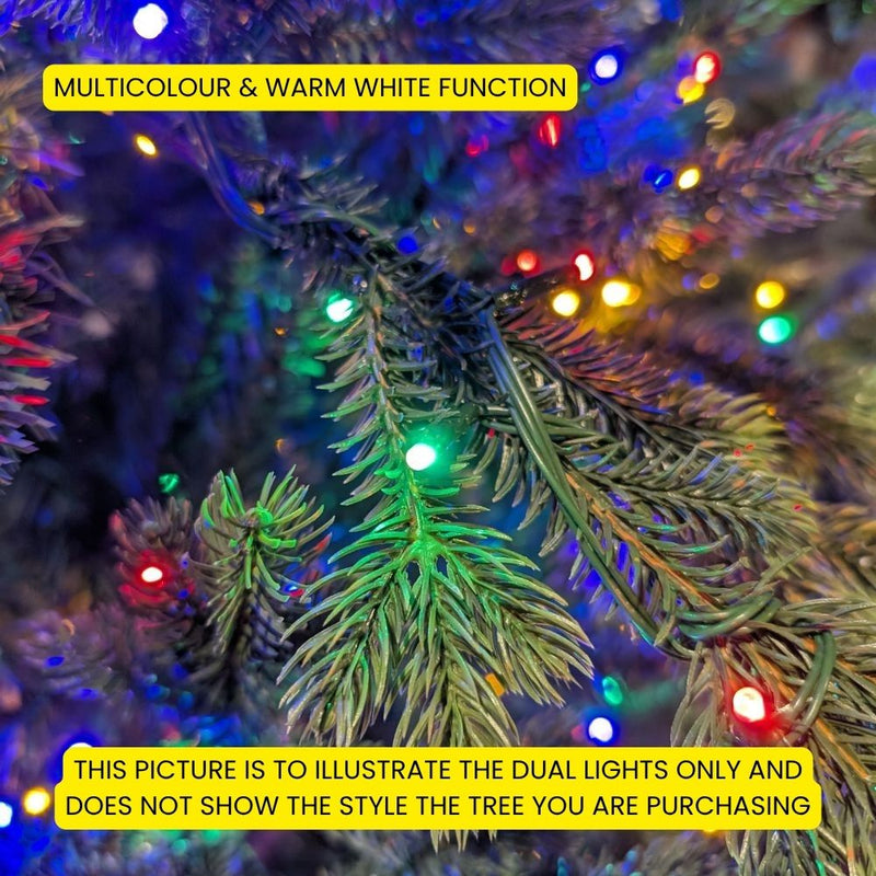 Puleo Parque Flocked 7ft Prelit Artificial Christmas Tree with Dual Colour Globe Lights