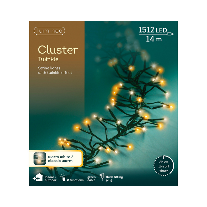 Lumineo LED Cluster Lights Classic Warm/Warm White - Green Cable