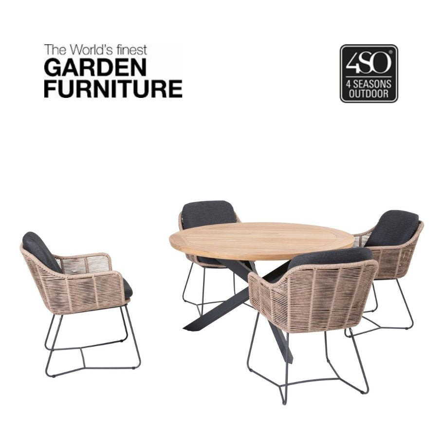 4 Seasons Outdoor Belmond 4 Seat With Prado 130cm Teak Table — Newbank