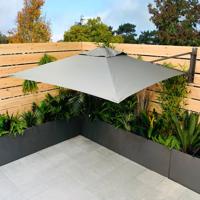 1m Supremo Leisure Wall Mounted Parasol - Grey - Assembled