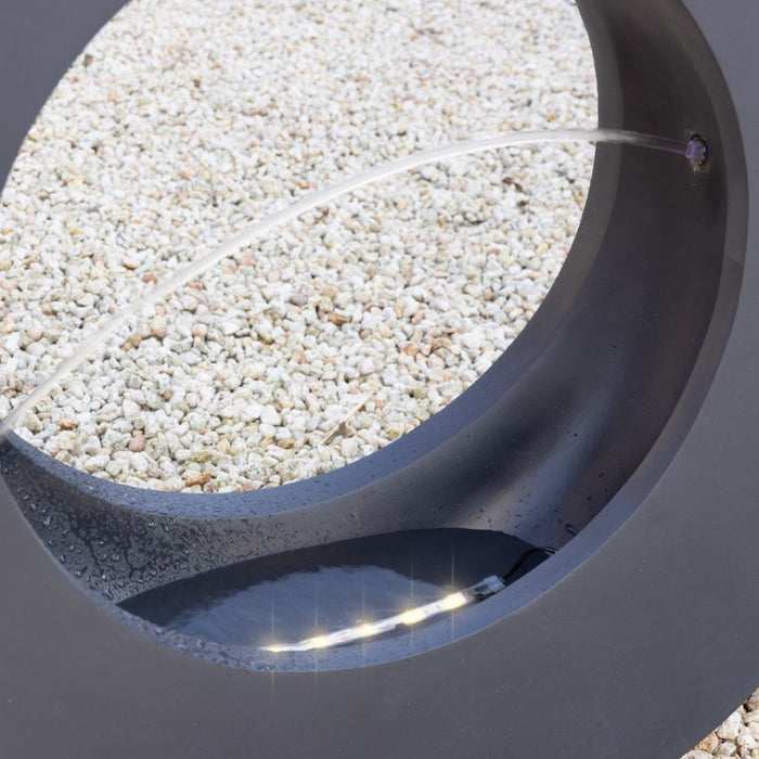Lumineo Grey Poly Resin Circle Water Feature