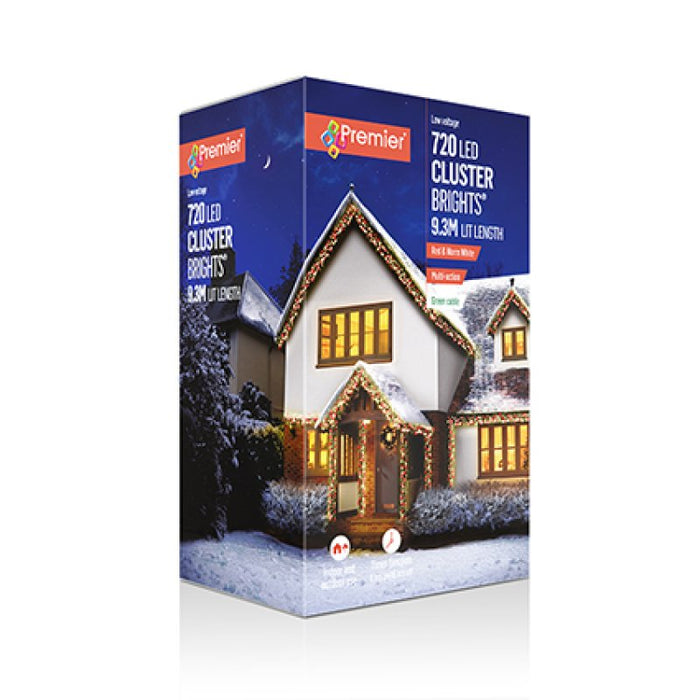 Premier Plug In Christmas Lights (Mains Powered) – Red/Warm White LED Cluster String Lights