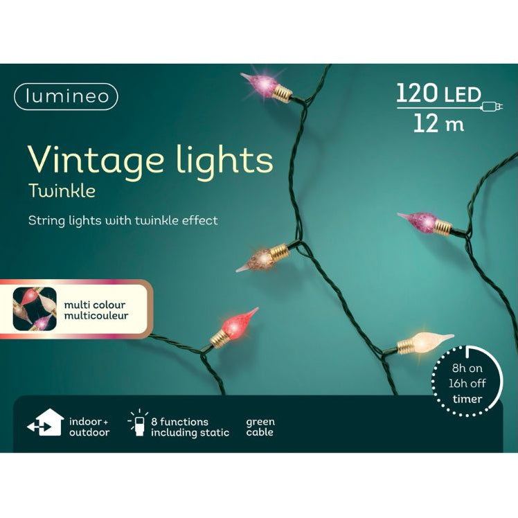 Lumineo Plug In Christmas Lights (Mains Powered) - Multicolour LED Vintage String lights