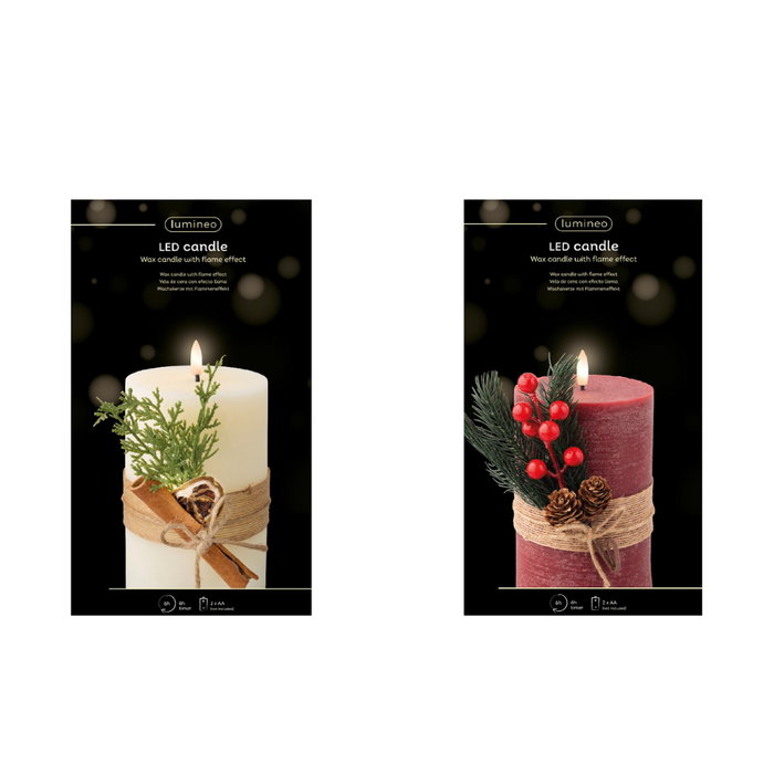 Lumineo LED Christmas Candle With Leaf Decoration