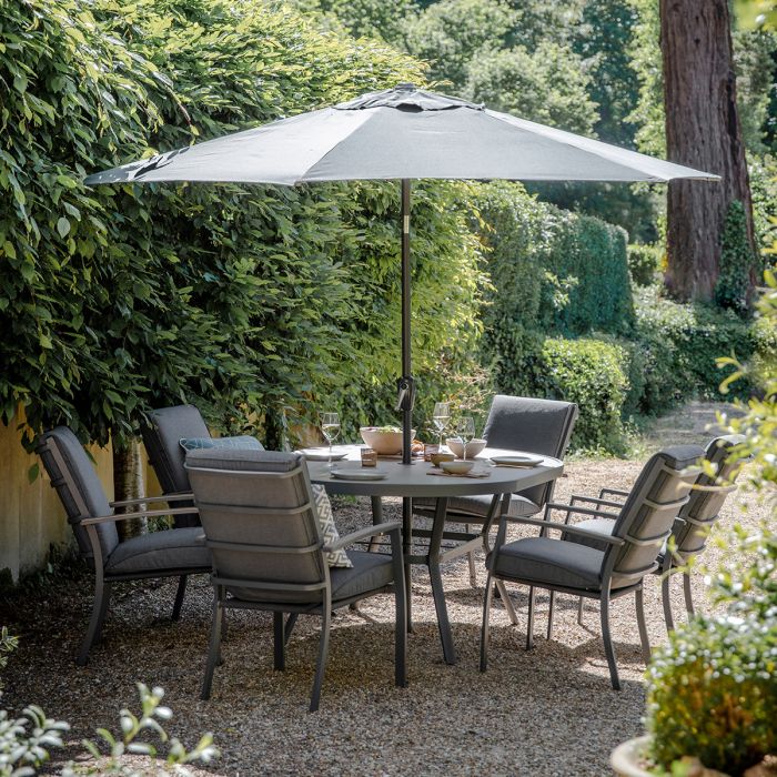 LG Outdoor Monza 6 Seat Oval Dining Set With 3m Parasol
