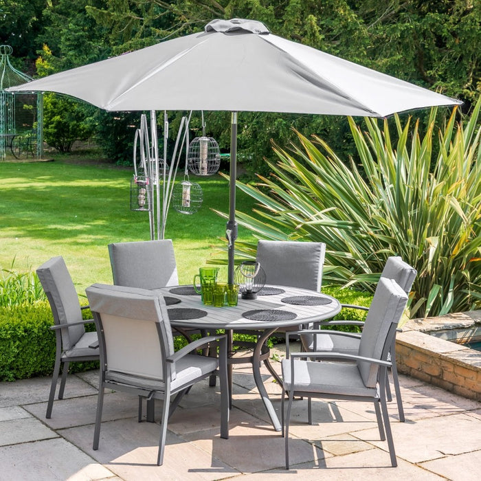 Turin 6 Seat Dining Set with 3m Parasol