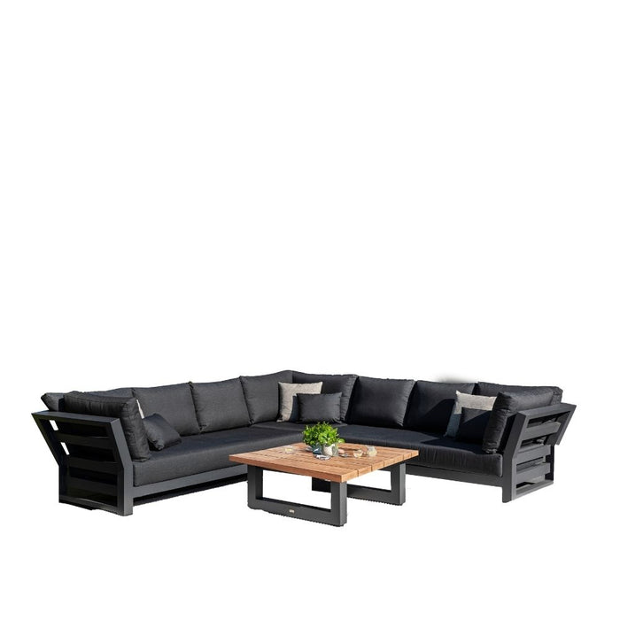 LIFE Nevada Corner Sofa Set With Teak Coffee Table
