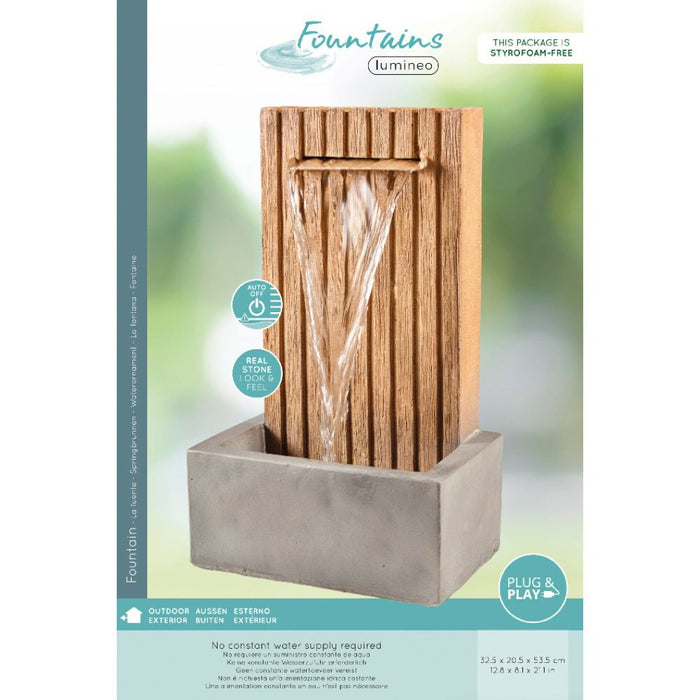Lumineo Wood Effect Fountain 53cm Water Feature