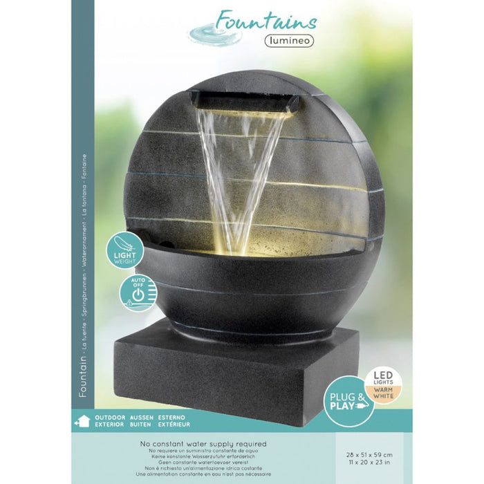 Lumineo Anthracite Round Bowl On Base Water Feature