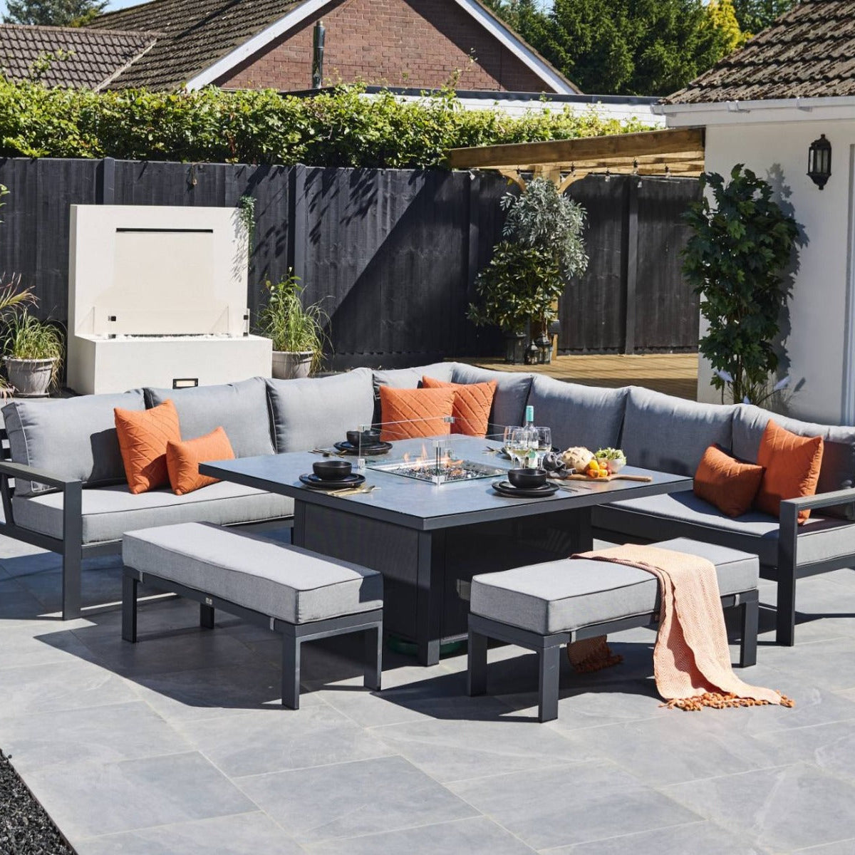 Supremo Melbury Grand Modular with Firepit Set | Newbank Garden Centre
