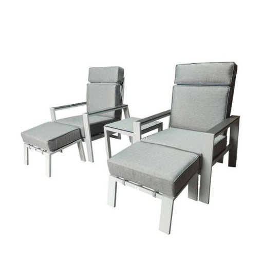Melbury dual recliner and stools salted grey