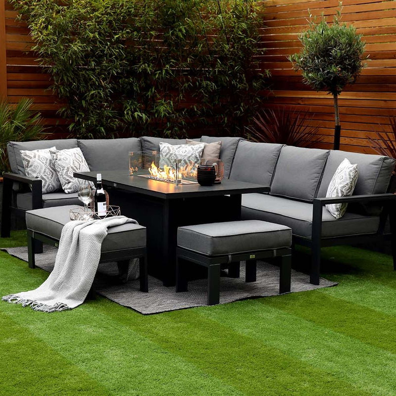 Supremo Melbury Rectangular Gas Firepit Casual Dining Set