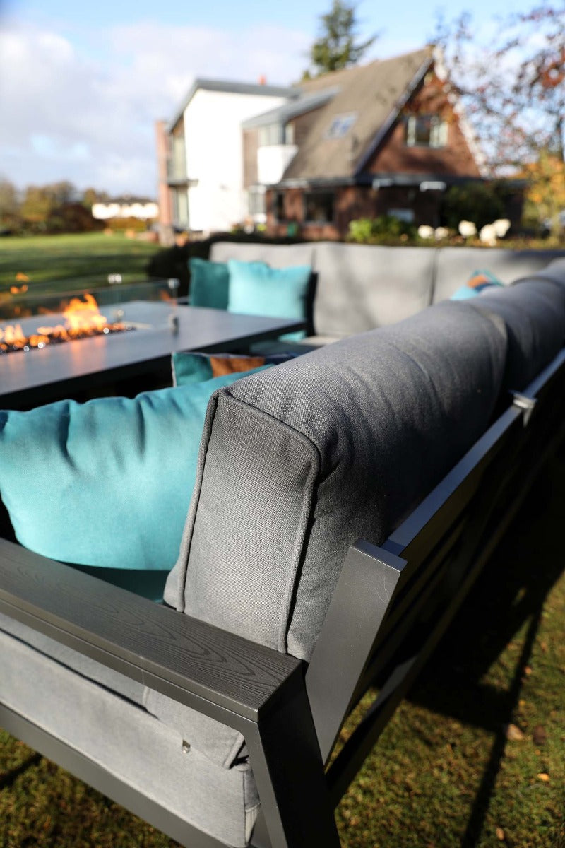 Supremo Melbury Rectangular Gas Firepit Casual Dining Set - Rear View